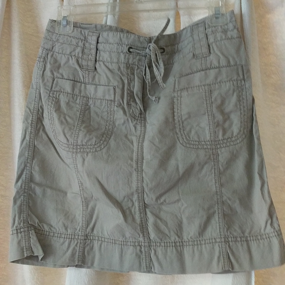 Ann Taylor Loft Khaki Utility Skirt 100% Cotton Size 0